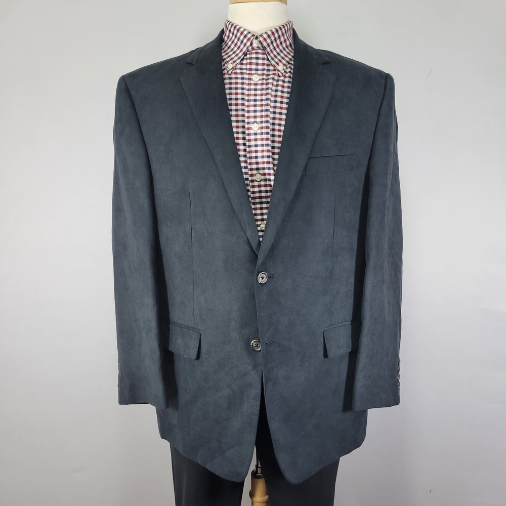 Chaps Men's Sport‎ Coat Blazer Two Button Suede Polyester Grayish Black Size 44R